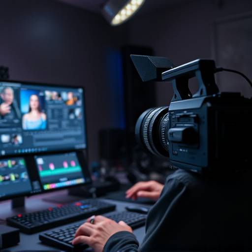 An editor working on a video editing workstation, representing post-production services.